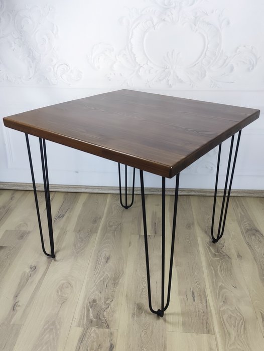 Стол обеденный Loft 60х60 со столешницей из массива сосны цвета темный дуб - купить Обеденные столы по цене 14561.0