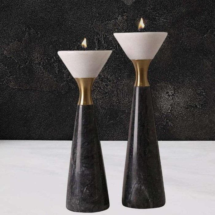 Декоративный подсвечник Black & White Candleholder черного цвета - купить Подсвечники по цене 8250.0