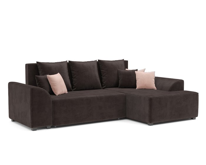 Угловой диван-кровать Каскад коричневого цвета правый угол