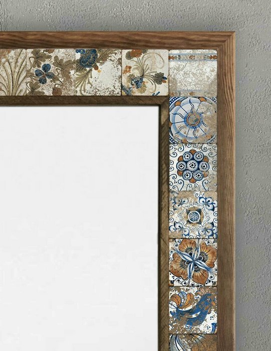 Настенное зеркало с каменной мозаикой 53x73 бежево-коричневого цвета - купить Настенные зеркала по цене 27866.0