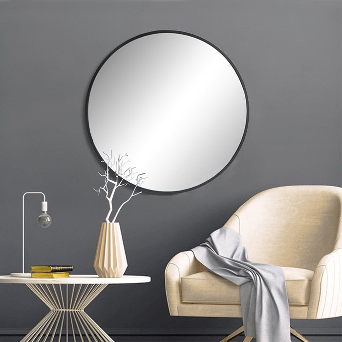 Настенное зеркало Rolland в раме черного цвета - купить Настенные зеркала по цене 9690.0