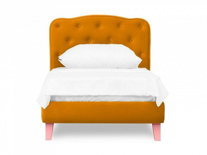 Кровать Candy 80х160 желтого цвета с розовыми ножками - купить Одноярусные кроватки по цене 28620.0