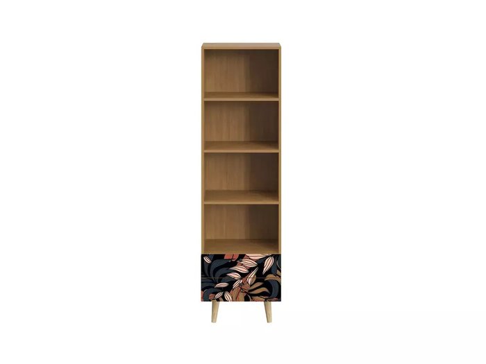 Книжный шкаф Frida с принтом Kalatea и деревянными ножками - купить Книжные шкафы по цене 27900.0