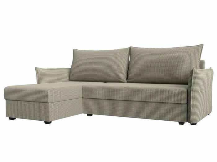 Угловой диван-кровать Лига 004 бежево-серого цвета угол левый