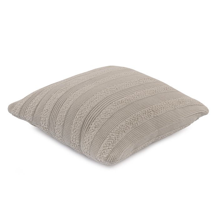 Подушка из хлопка с буклированной вязкой из коллекции Essential светло-серого цвета  - купить Декоративные подушки по цене 2190.0