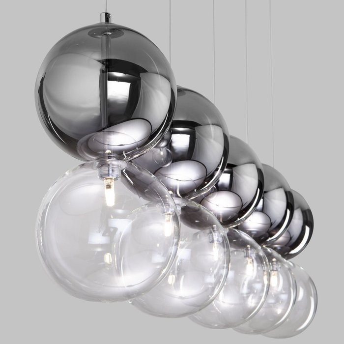 Подвесной светильник со стеклянными плафонами 50091/5 хром/дымчатый Selisa - лучшие Подвесные люстры в INMYROOM