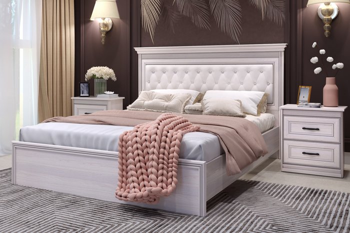 Кровать Неаполь 140х200 цвета ясень анкор с анатомическим основанием - купить Кровати для спальни по цене 24123.0