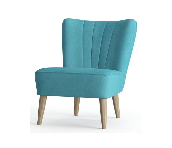 Кресло Пальмира в обивке из велюра голубого цвета