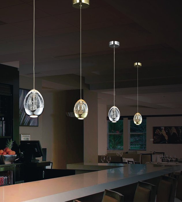 Подвесной светильник Schuller с плафоном  из массивного стекла с декоративными пузырьками внутри - лучшие Подвесные светильники в INMYROOM