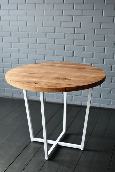 Обеденный стол Slab Round бело-бежевого цвета - купить Обеденные столы по цене 41000.0