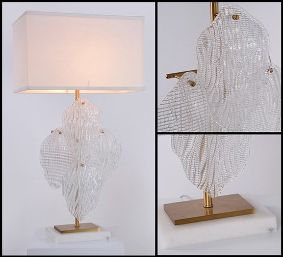 Настольная лампа Novida  с декором из прозрачных стеклянных листьев - купить Настольные лампы по цене 39810.0
