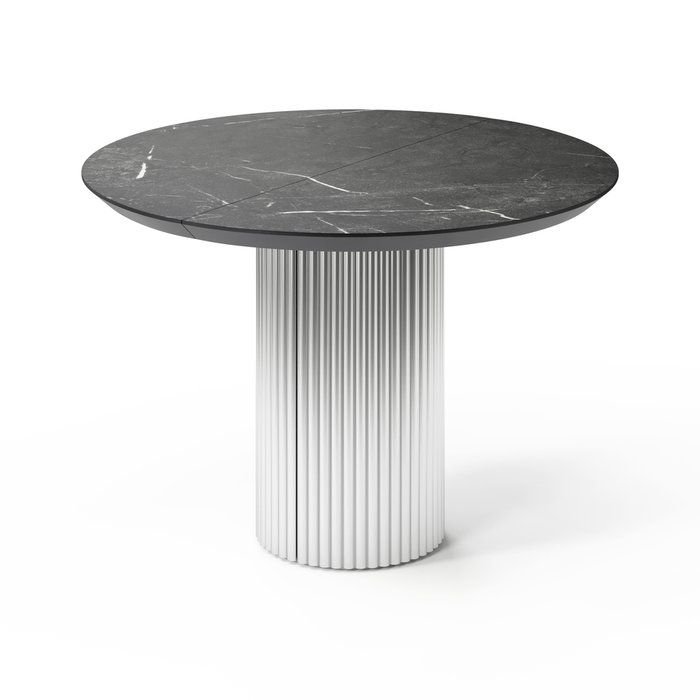 Раздвижной обеденный стол Ботейн M черно-серебряного цвета