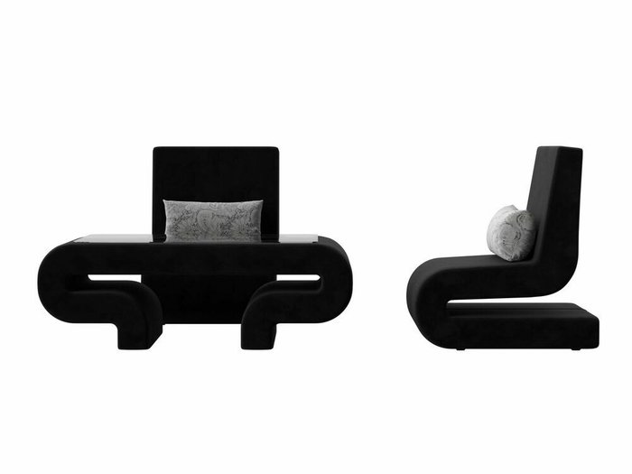 Набор мягкой мебели Волна 3 черного цвета - купить Комплекты мягкой мебели по цене 70998.0
