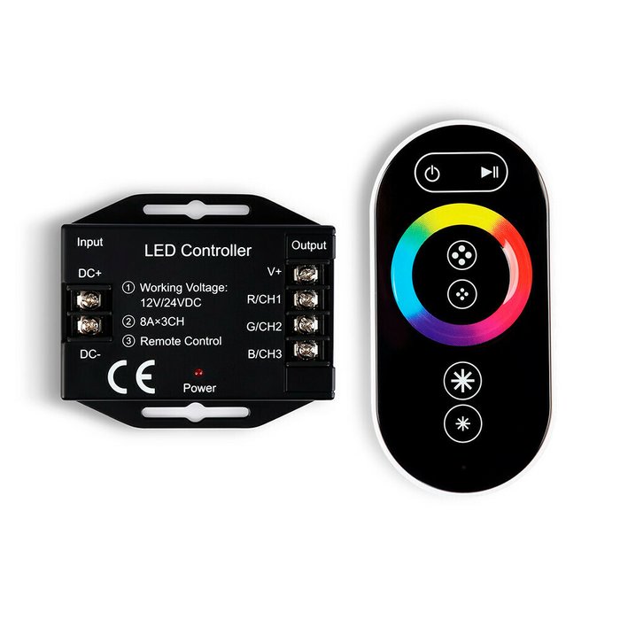 Контроллер для светодиодных лент RGB с сенсорным радио пультом Ambrella LED Strip GS11401 Контроллер для светодиодных лент RGB с сенсорным радио пультом Ambrella LED Strip GS11401