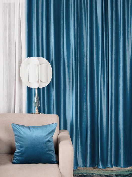 Комплект из двух штор Monaco 170х270 темно-голубого цвета