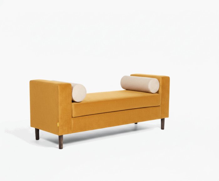 Банкетка прикроватная Kona с локтями горчичного цвета - лучшие Банкетки в INMYROOM Банкетка прикроватная Kona с локтями горчичного цвета - лучшие Банкетки в INMYROOM