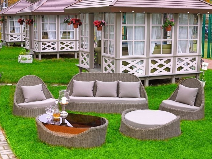 Кресло Магнолия с нежно серыми подушками - лучшие Садовые кресла в INMYROOM