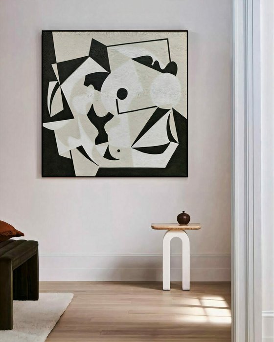 Интерьерная картина Untitled 100х100 бежево-черного цвета - лучшие Картины в INMYROOM