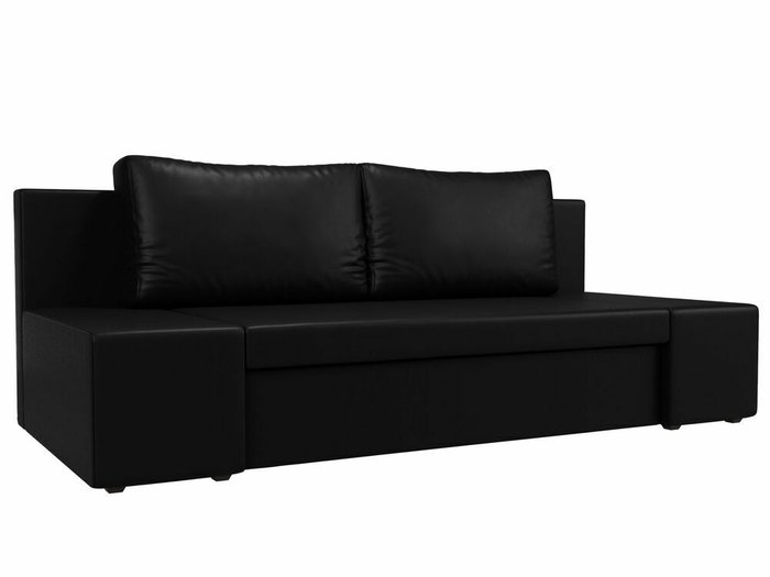 Прямой диван-ковать Сан Марко черного цвета (экокожа)