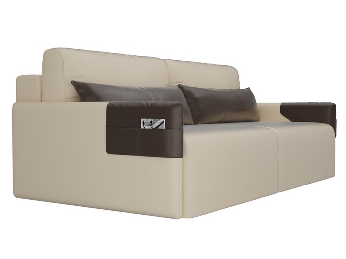 Прямой диван-кровать Армада бежевого цвета (экокожа) - лучшие Прямые диваны в INMYROOM