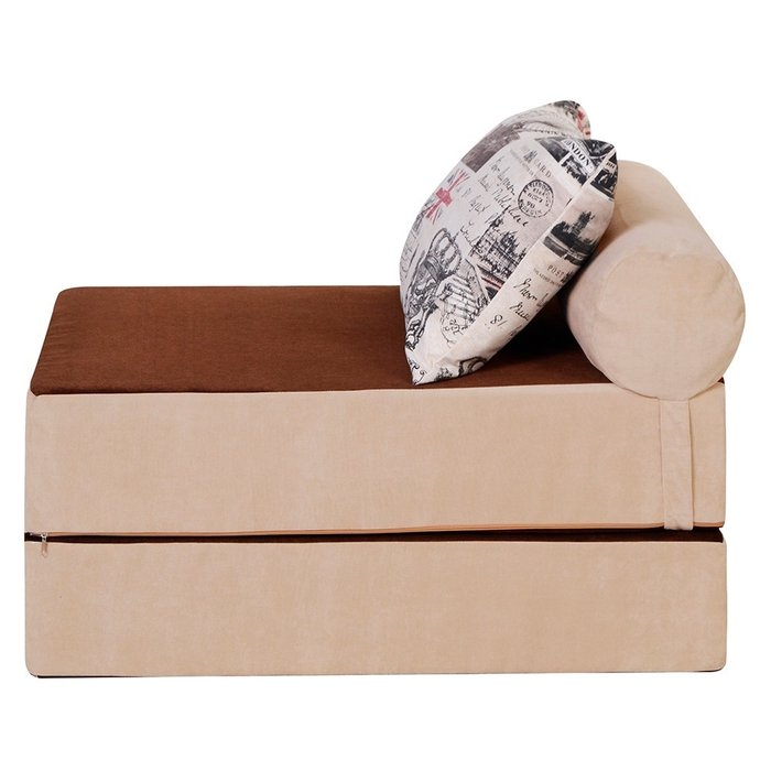 Бескаркасный диван-кровать Puzzle Bag Челси L бежево-коричневого цвета - купить Бескаркасная мебель по цене 13190.0