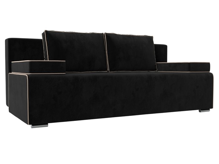 Прямой диван-кровать Фидель черно-бежевого цвета