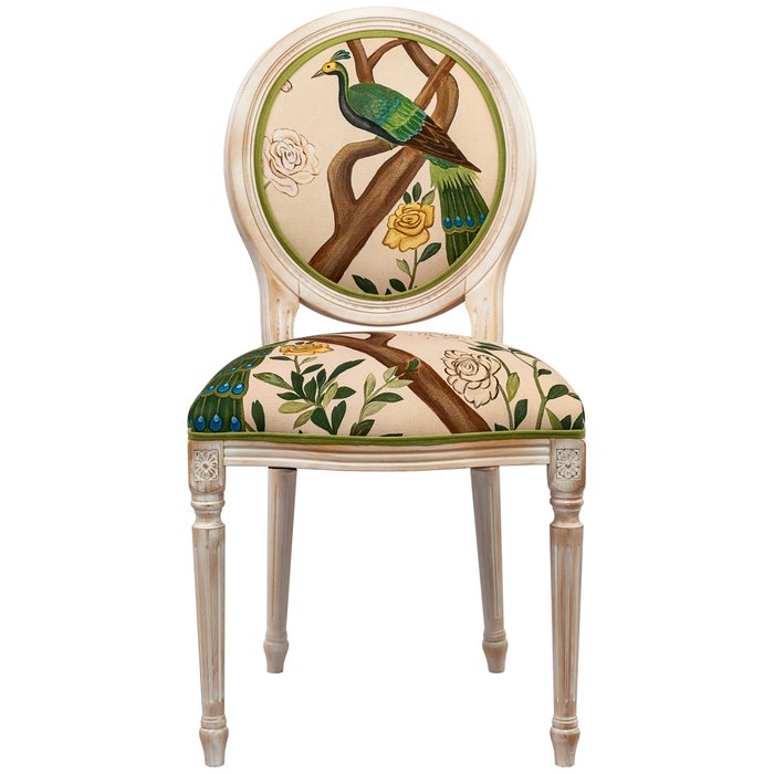 Стул Индокитайский зелёный павлин бежевого цвета - купить Обеденные стулья по цене 32000.0
