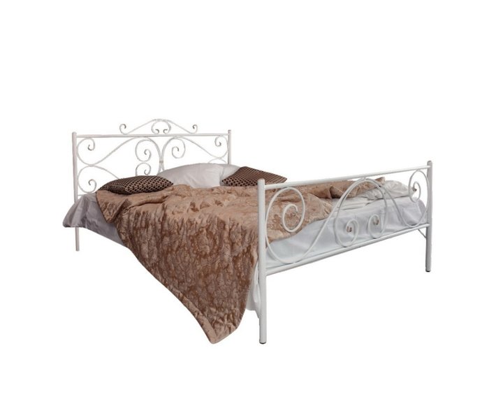 Кованая кровать Валенсия 140х200 белого цвета - купить Кровати для спальни по цене 26990.0