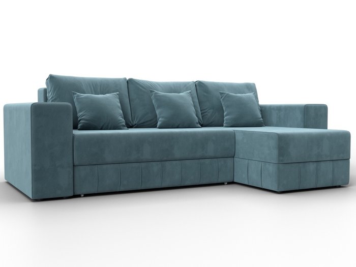 Угловой диван-кровать Лига-076 бирюзового цвета Угловой диван-кровать Лига-076 бирюзового цвета