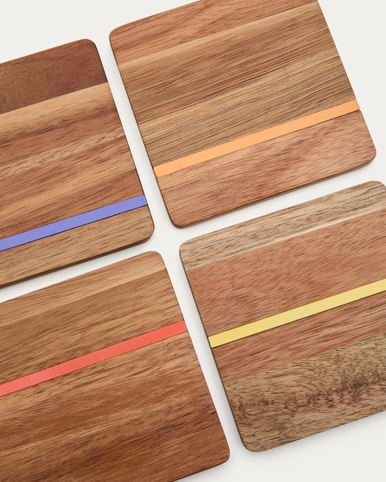 Набор из четырёх подставок Zairin из массива акации  - лучшие Аксессуары для кухни в INMYROOM