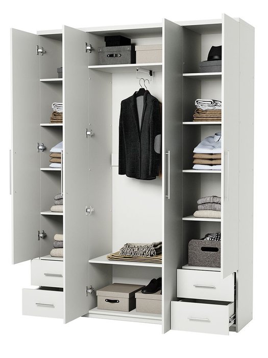 Шкаф четырехдверный Мелодия МКЯ2-43 120х45 белый - купить Шкафы распашные по цене 38990 Шкаф четырехдверный Мелодия МКЯ2-43 120х45 белый - купить Шкафы распашные по цене 38990