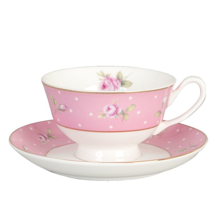 Чайная пара бело-розового цвета
