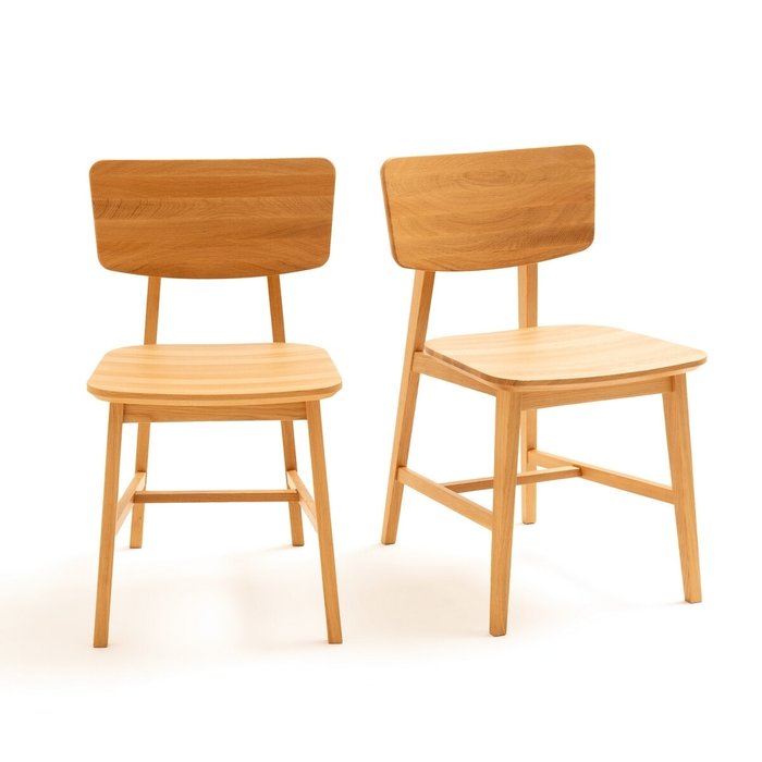 Комплект из двух винтажных стульев из массива дуба Aya коричневого цвета
