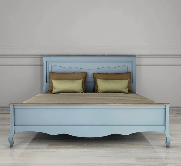 Голубая двуспальная кровать "Leontina" 180х200