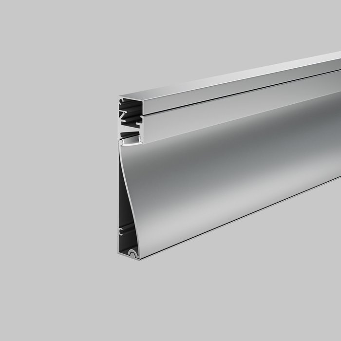 Алюминиевый профиль плинтус с подсветкой 8x1.8 серебряного цвета - купить Профили для светодиодных лент по цене 4590.0