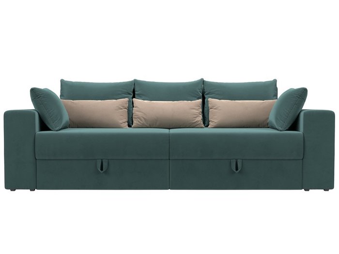 Прямой диван-кровать Мэдисон бирюзово-бежевого цвета - купить Прямые диваны по цене 39990.0