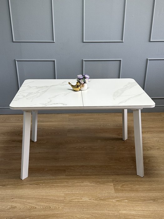 Раздвижной обеденный стол AA120 белого цвета    - купить Обеденные столы по цене 39480.0