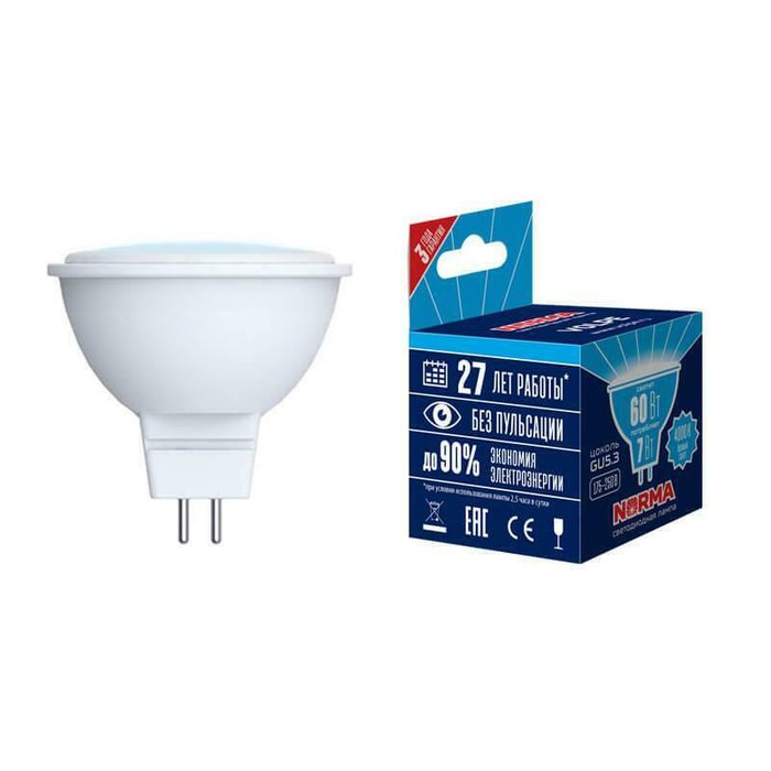 Лампа светодиодная (UL-00003837) GU5.3 7W 4000K матовая LED-JCDR-7W/NW/GU5.3/NR - купить Лампочки по цене 94.0