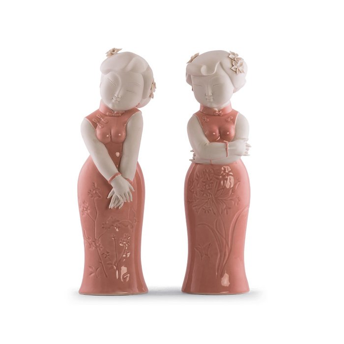 Набор из двух статуэток Meisjes в розовом  - лучшие Фигуры и статуэтки в INMYROOM