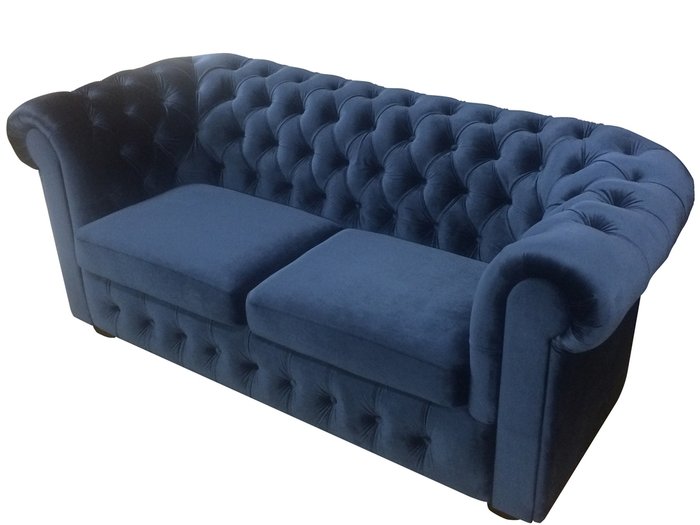 Трехместный диван-кровать Бергамо синего цвета