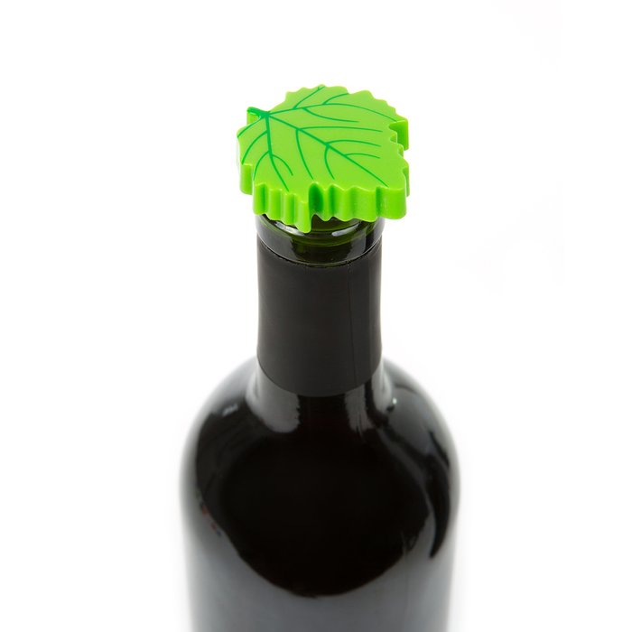 Набор из двух пробок-каплеуловителей Wine Leaf зеленого цвета 