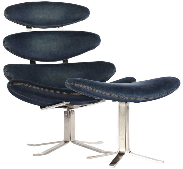 Кресло с подставкой для ног "Denim Cascade Blue Jeans" - купить Интерьерные кресла по цене 63050.0