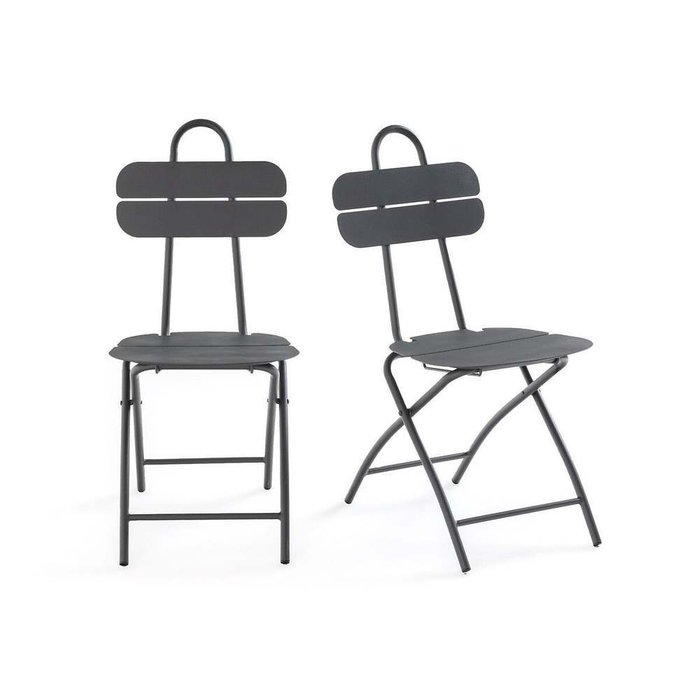 Комплект из двух садовых стульев из металла Cléa серого цвета