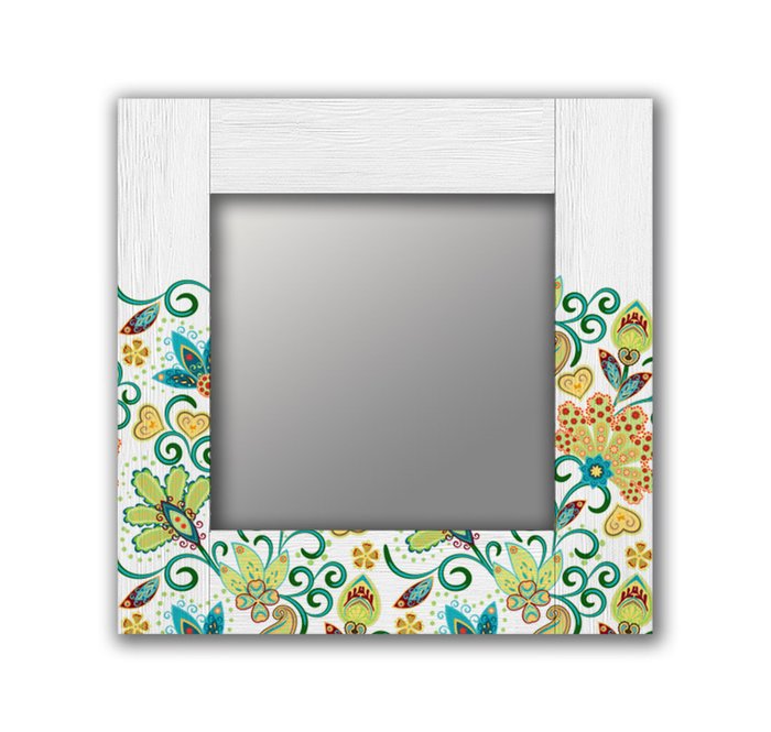 Настенное зеркало Цветы Грин 50х65 белого цвета - купить Настенные зеркала по цене 13190.0