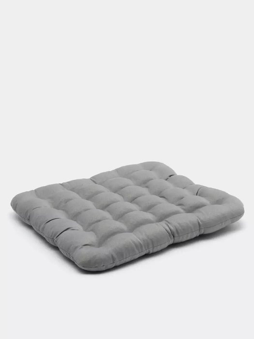 Подушка на стул с лузгой гречихи светло-серого цвета