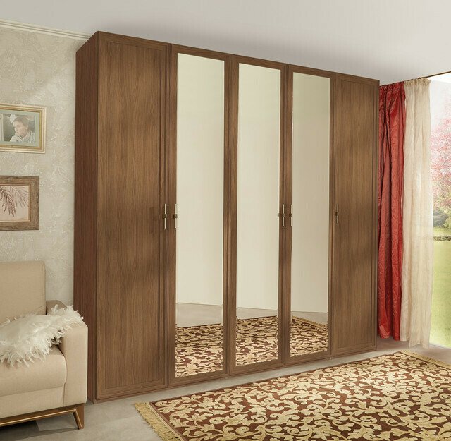 Шкаф пятидверный с зеркалами Palmari коричневого цвета - купить Шкафы распашные по цене 122172.0
