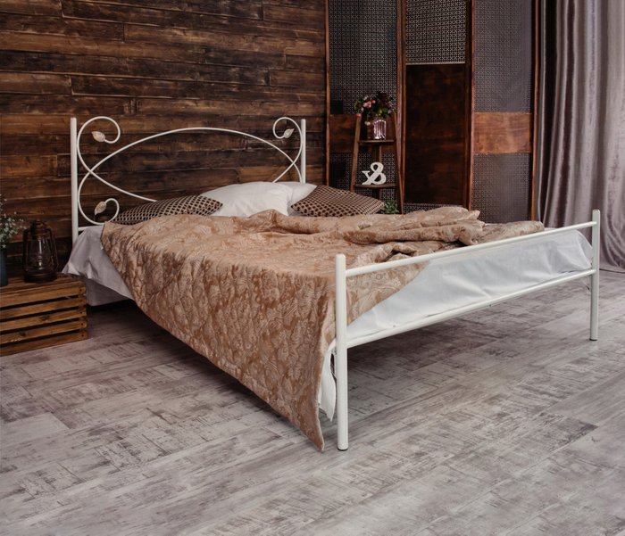Кованая кровать Виктория 140х200 белого цвета - лучшие Кровати для спальни в INMYROOM