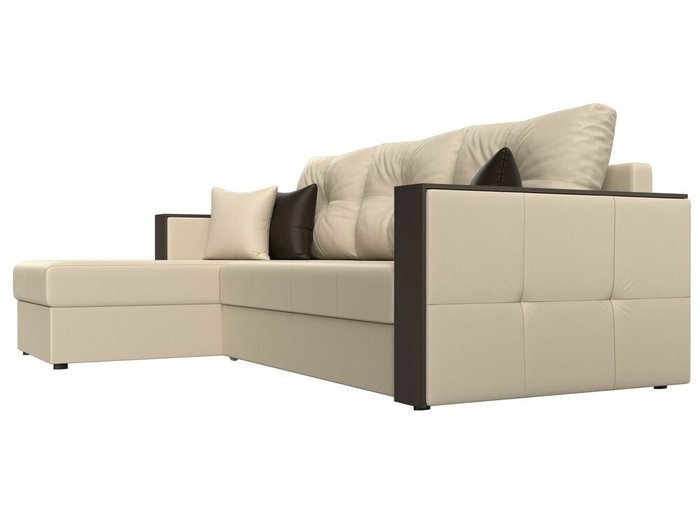 Угловой диван-кровать Валенсия бежевого цвета (экокожа) левый угол - лучшие Угловые диваны в INMYROOM