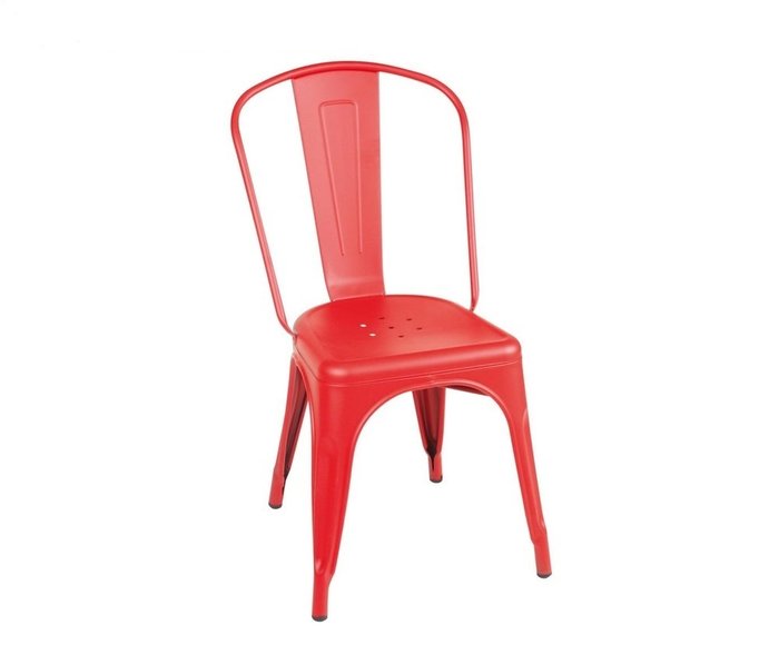 Обеденный стул из металла красного цвета