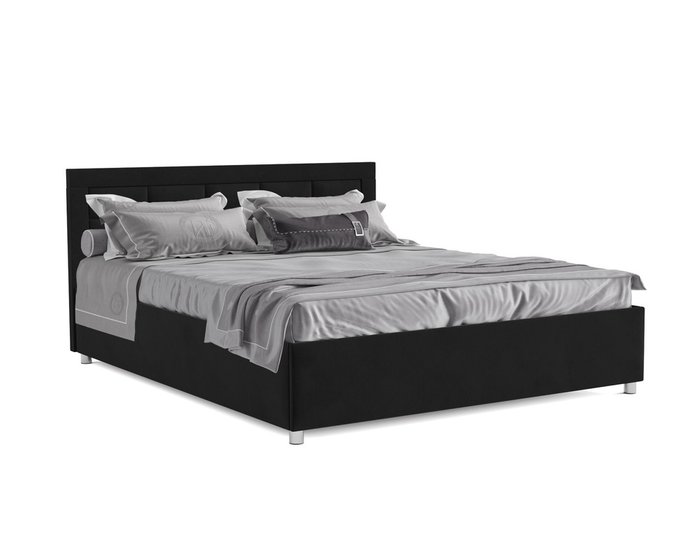 Кровать Версаль 140х190 черного цвета с подъемным механизмом (велюр)